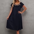 thumbnail image 2 of PMVFHDE Women's Summer Ice Silk Knee-Length Nightgown with Comfortable Lace Short Sleeve Home Wear Women Pajamas, 2 of 4