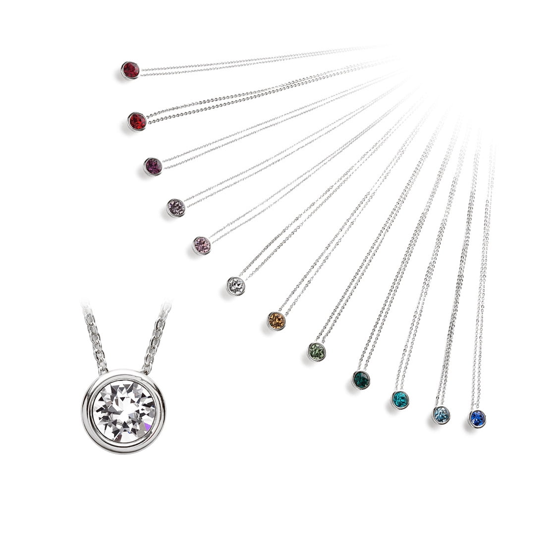 Crystal Luxe Silver Plated Swarovski Light Rose Crystal Birthstone Necklace