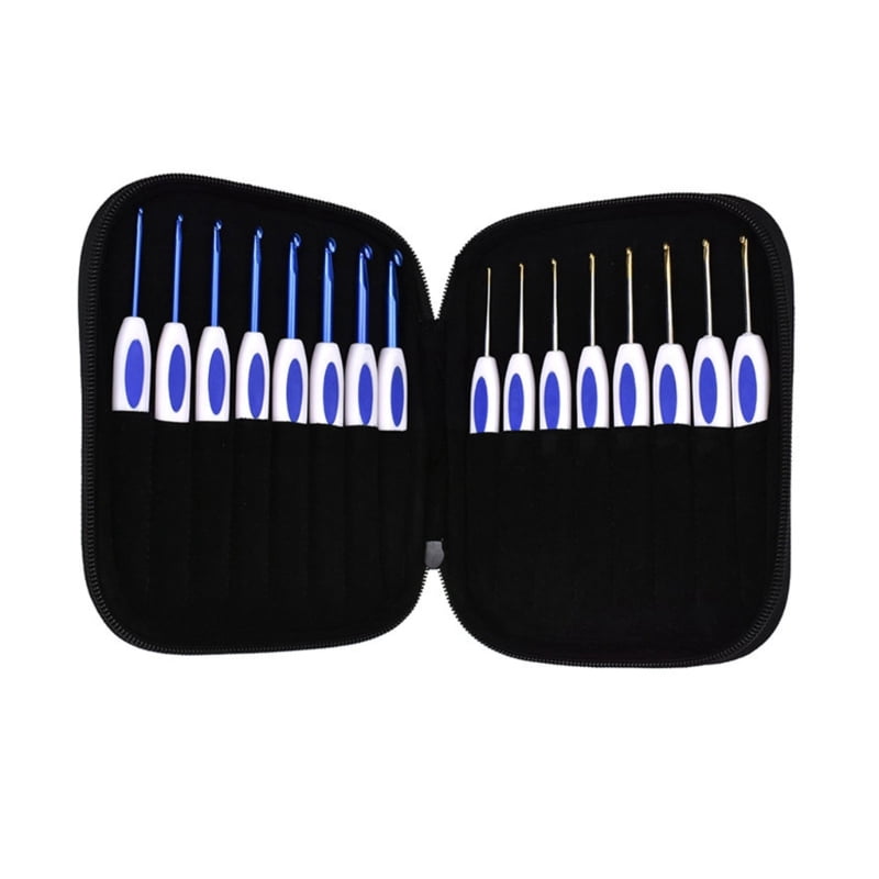 Zecic Crochet Hooks Set, 16Pcs Aluminum Knitting Needle for Arthritic Hands with Grip
