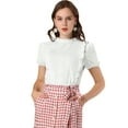 thumbnail image 1 of INSPIRE CHIC Women's Mock Neck Sleeveless Lace Work Office Button Down Shirt, 1 of 6