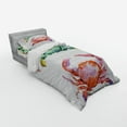 thumbnail image 3 of Ambesonne Cartoon Bedding Set 4 Pcs, Sea Animals Theme, Queen, Orange Teal, 3 of 3