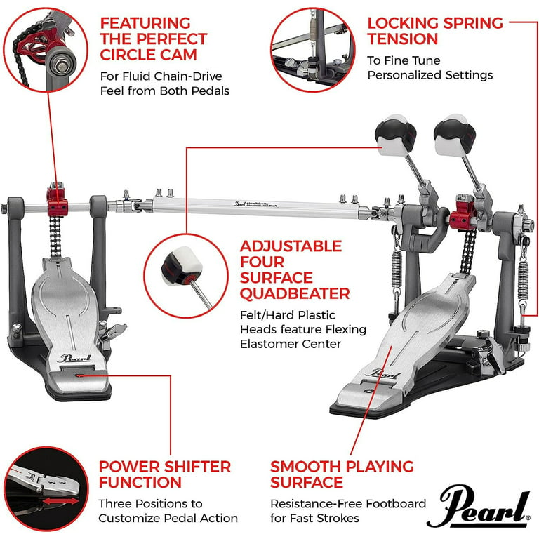 Pearl Eliminator Solo: Red Cam Double Bass Drum Kick Pedal P1032R