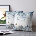 thumbnail image 2 of Pillow Covers 16x16 Set of 2, Blue Pumpkin Fall Throw Pillow Covers Decorative Couch Cushion Cover, Thanksgiving Eucalyptus Leaves Weeping Microfiber Soft Pillowcases for Bedroom Living Room Sofa, 2 of 9