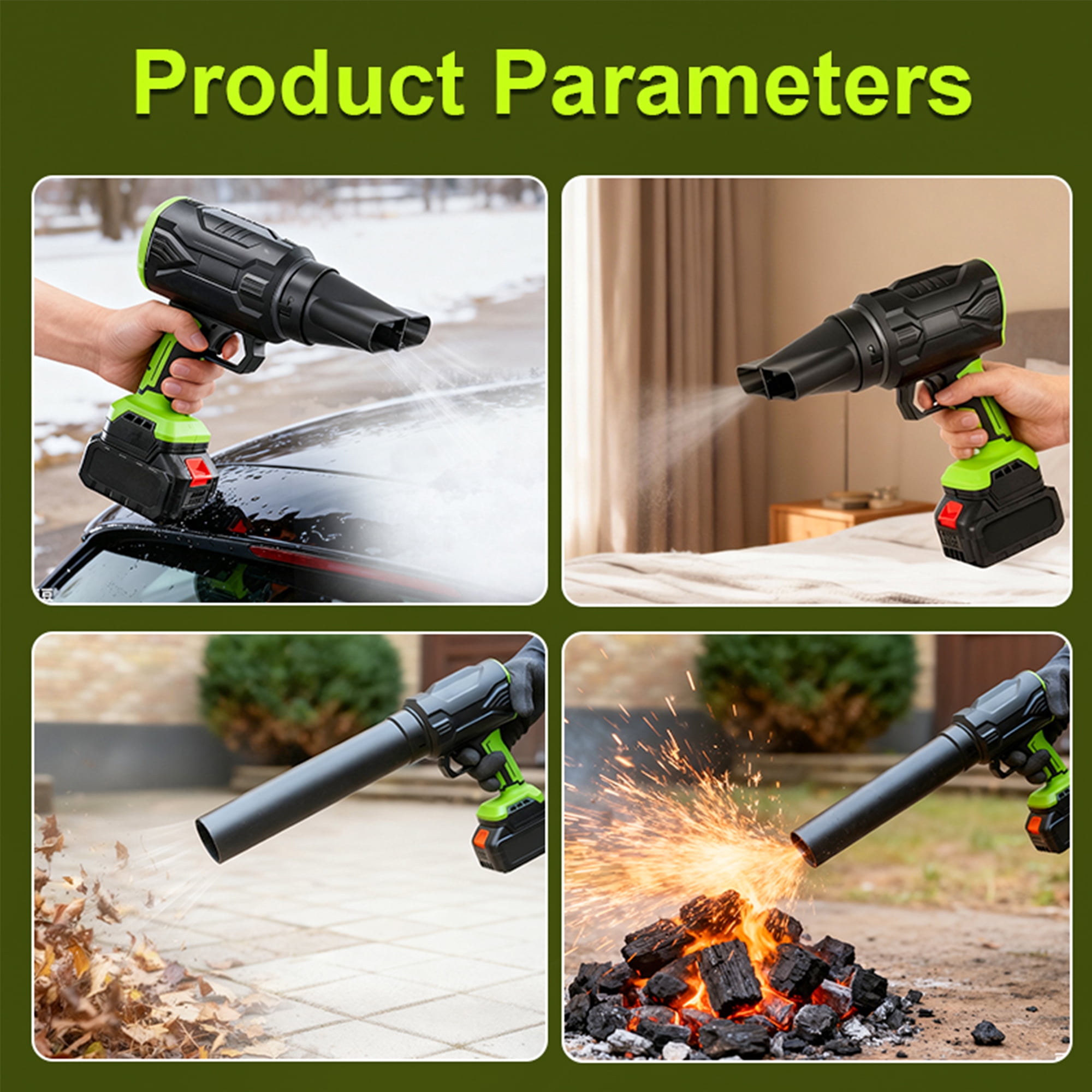 3 in 1 Leaf Blower Cordless with 2 * 3Ah Battery and Charger, 3 Speed Mode, Lightweight, 21V Battery Powered Electric Handheld Blower for Lawn Care, Blowing Leaves, Patio Cleaning, Dust, Snow