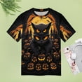 thumbnail image 4 of Halloween Scary Night Full Moon Women's Short Sleeve T-Shirt Crew Neck Casual Summer Trendy Loose Fit Tops, 4 of 6