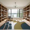 thumbnail image 2 of ODIKA 9'x12' Ivory Olive Geometric Abstract Design Washable Area Rug Art Inspired Modern Pattern Motif Low Pile, Flatwoven, for Great Room, Indoor Concept, Large Living, 2 of 7