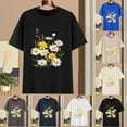 thumbnail image 4 of Casual Cotton T-Shirts Womens Loose Short Sleeve Daisy Floral Print Crew Neck Tees Cute Summer Tops (2XL, Beige), 4 of 4