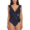 thumbnail image 2 of Yiaed Physical Formulas Print Women's Ruffled One Piece Swimsuit V Neck Swimwear Slimming Monokini for Woman-Large, 2 of 8