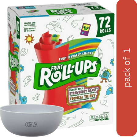 Fruit Roll-Ups Variety Pack, 0.5 oz., 72 pk with bowl by OMA