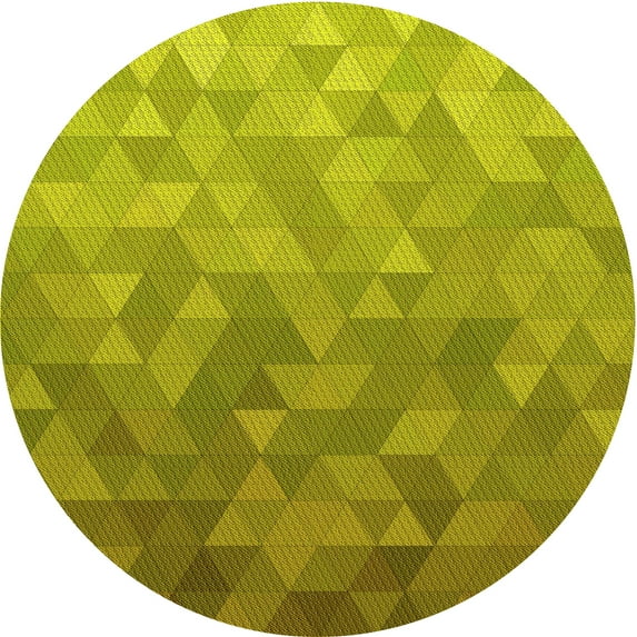 Ahgly Company Indoor Round Patterned Dark Yellow Green Area Rugs, 7' Round