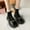 Black, variant on Small Fragrant Style Round-toe Pearl French Retro Mary Shoes For Women Flat Shallow Mouth Gentle Patent Leather Spring