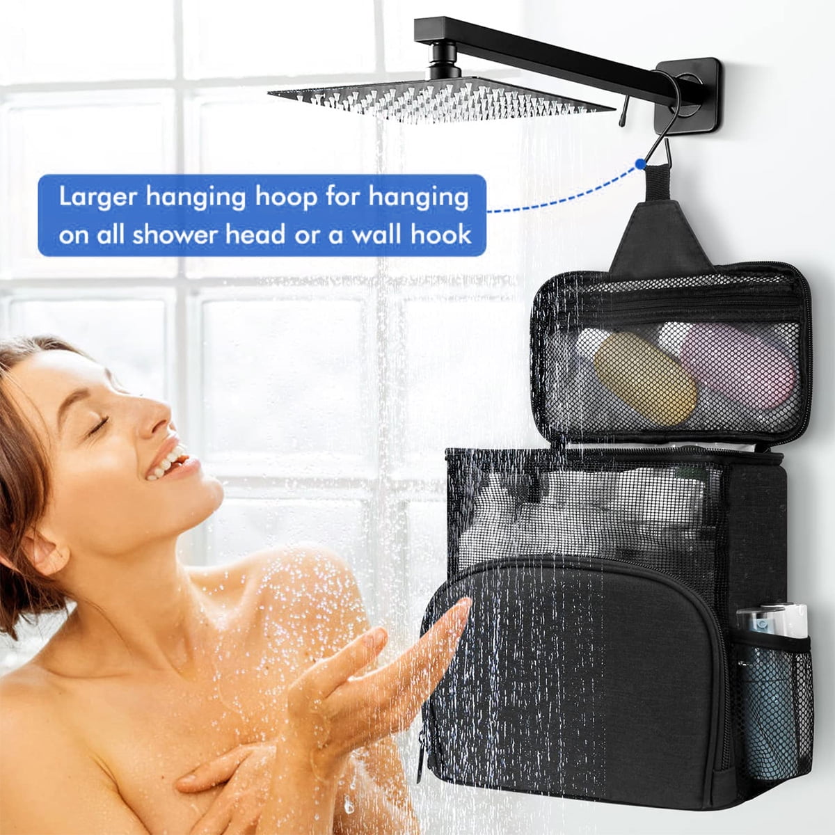 BÉIS 'The Hanging Shower Caddy' in Black - Hanger Shower Caddy For Travel
