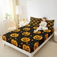 thumbnail image 4 of Manfei Western Festival Sheet Set Queen, Black Orange Bed Sheets Set Queen Size, Pumpkin Stars Print Queen Sheet Sets, Lightweight Bedroom Decorative, 4pcs, 4 of 7