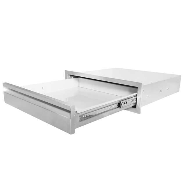 TROPOW 30" Stainless Steel Outdoor Kitchen Single Drawer – Flush-Mount Built-In Drawer with Divider, Weather-Resistant BBQ Storage for Patio, Grill Station, or Island