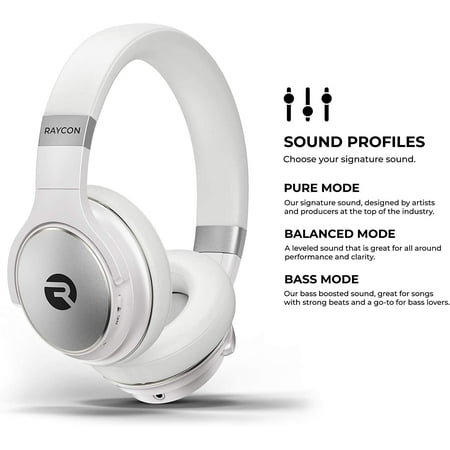 Raycon - The Everyday Over-Ear Active-Noise-Canceling Wireless Bluetooth Headphones - Silver