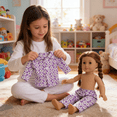 thumbnail image 4 of AmaMary 18 Inch Doll Pajamas Purple Daisy Print Sleepwear for American Girl Our Generation Cotton Outfit, 4 of 7