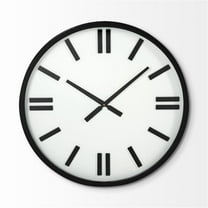 Mercana Derby 24" Round Oversize Black and White Metal Modern Wall Clock