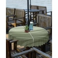 thumbnail image 2 of Outdoor Round Tablecloth with Umbrella Hole and Zipper, Sage Green Ombre Water Ripple Waterproof Table Cover Farmhouse Stripes Washable Patio Tablecloths for Party/Garden/Picnic, 60 inch, 2 of 5