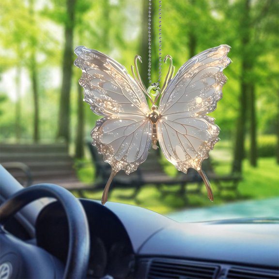 Luminous Butterfly Ornament, Ornaments Car, Car Decoration, Acrylic 2D Flat - Unique Gift for Dad or Mom - Stunning Hanging Decor for Car or Window