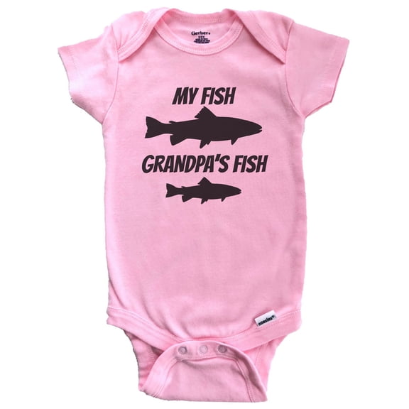 My Fish Grandpa's Fish Fishing Baby Bodysuit - Grandson Baby Bodysuit (Pink)