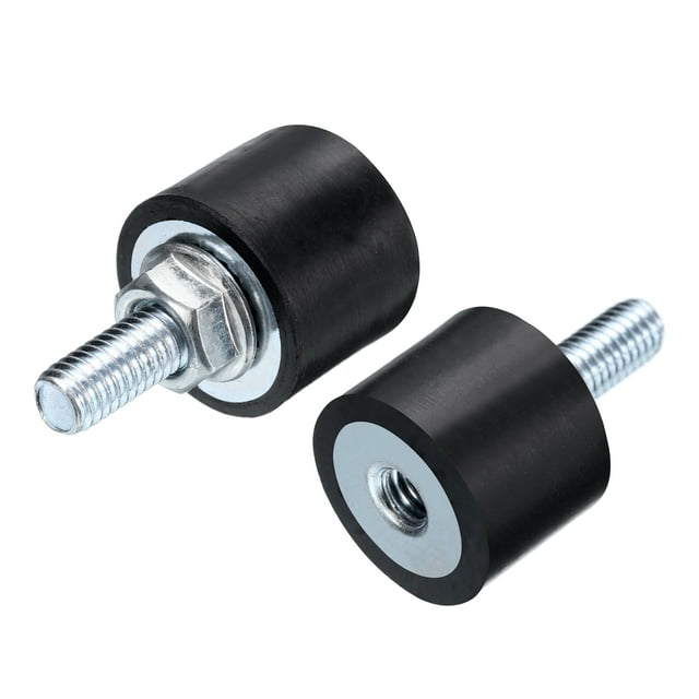 2pcs M6x18mm Thread Studs Rubber Shock Zinc Plated 20x15mm Male Female 2pcs M6 Lock Nuts