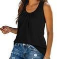 thumbnail image 4 of USSUMA Summer Tops for Women Trendy V Neck Sleeveless Dressy Shirts Blouses Flowy Pleated Tank Camis Women's Tops Summer 2022 Basic Solid Color Casual Tshirts Tunic Plus, 4 of 7