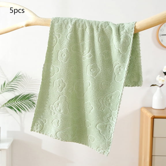 Vggrvlo Under 5 Basics Face Towels for Bathroom Fast Drying Machine Washable Green 14"X35"
