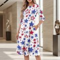 thumbnail image 5 of BOMYJESK 4th Of July Dresses for Women Maxi Dress Patriotic American Flag Beach Long Dresses Vintage Independence Day 2026 Summer Dresses Casual Resort Wear Light Blue S, 5 of 7