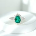 thumbnail image 3 of Rosec Jewels Pear Shaped Lab Grown Emerald Ring with Diamond Halo for Women (7X10 mm), 18K White Gold, US 10.50, 3 of 7