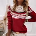 thumbnail image 5 of SETOOFF Women Geometric Pattern Crew Neck Knit Sweater Long Sleeve Color Block Printed Knitted Pullover Jumper Fall Winter Layering Top, 5 of 7