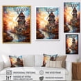 thumbnail image 4 of Designart "Sunset Glow at Windmill Coastal Retreat II" Architecture Canvas Wall Art - Industrial Blue Wind Turbines Bedroom Canvas Wall Art, 4 of 6