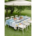 thumbnail image 4 of Outdoor Tablecloth with Umbrella Hole for Patio/Picnic/Party/Camping, Summer Nautical Waterproof Table Cloth Rectangle Table Cover Washable, Happy Summer Coastal Blue Wooden (60"x 120"), 4 of 8
