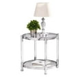 thumbnail image 3 of Acrylic Side Table, Round Glass End Table with Tempered Glass Top and Silver Metal Edge, Clear Small Bedside Tables Nightstand with Storage Shelf, 2-Tier Circular Accent Table, Chrome, 3 of 7