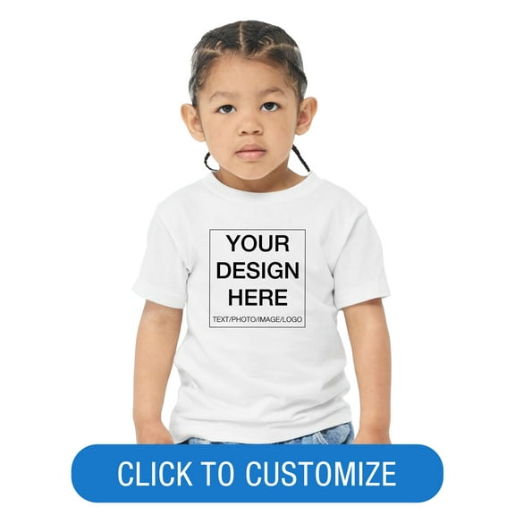 BELLA CANVAS Toddler Short Sleeve Personalized T-Shirt, Create your own Designs, White, 3T, Unisex
