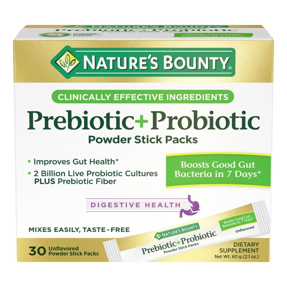 Nature’s Bounty Prebiotic + Probiotic Powder Stick Packs, Digestive