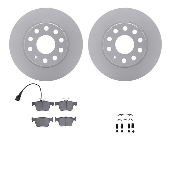 Dynamic Friction Company Rear Geospec Brake Rotors with 5000 Euro Ceramic Brake Pads includes Hardware 4612-74040