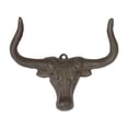 thumbnail image 2 of Gancho de pared para sombreros, diseño de cabeza de toros, decoración rústica occidental, colgador de pared decorativo de Metal para gorras de béisbol, 2 of 9