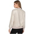 thumbnail image 2 of inhzoy Women's Bomber Jacket Lightweight Zip Up Casual Metallic Jacket Coat Outerwear Champagne L, 2 of 7