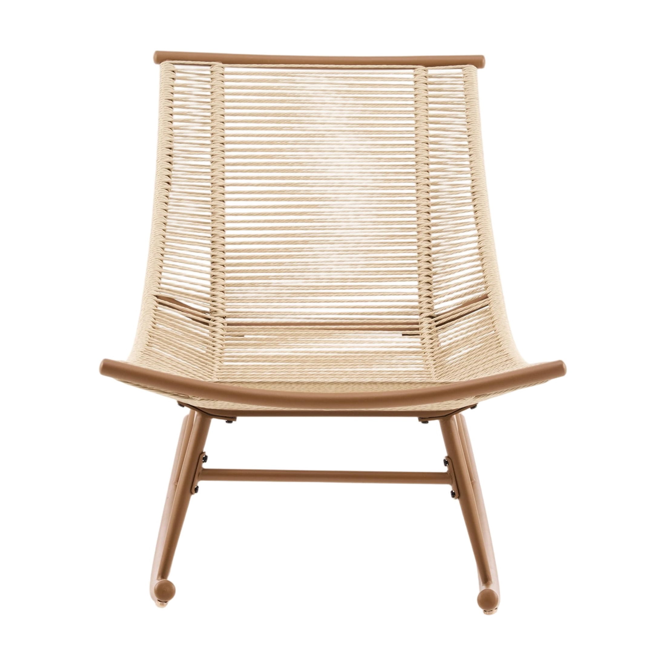 Christopher Knight Home Outdoor Rocking Chair Set of 2, Metal Frame with PE Rattan, Beige