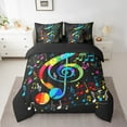 thumbnail image 2 of Castle Fairy Musical Notes 7 Pieces Bedding Comforter Set,Gradient Ombre Full Bedding Set Lightweight,Music Theme Fitted Sheet Flat Sheet,Luxury Teens Bedroom Decor,Reversible, 2 of 8