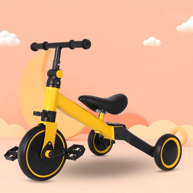 Minkissy Childrens Sliding Bike 1Pcs Three-In-One Yellow Tricycle For Kids Learning Bike Falling Prevention