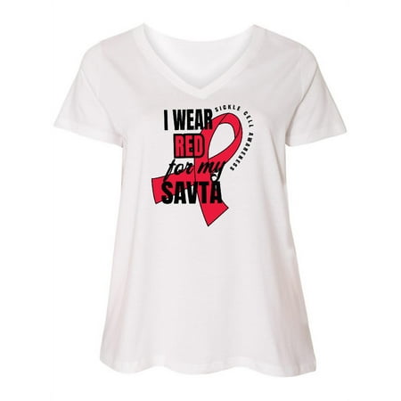 

Inktastic Sickle Cell Awareness I Wear Red For My Savta Women s Plus Size V-Neck