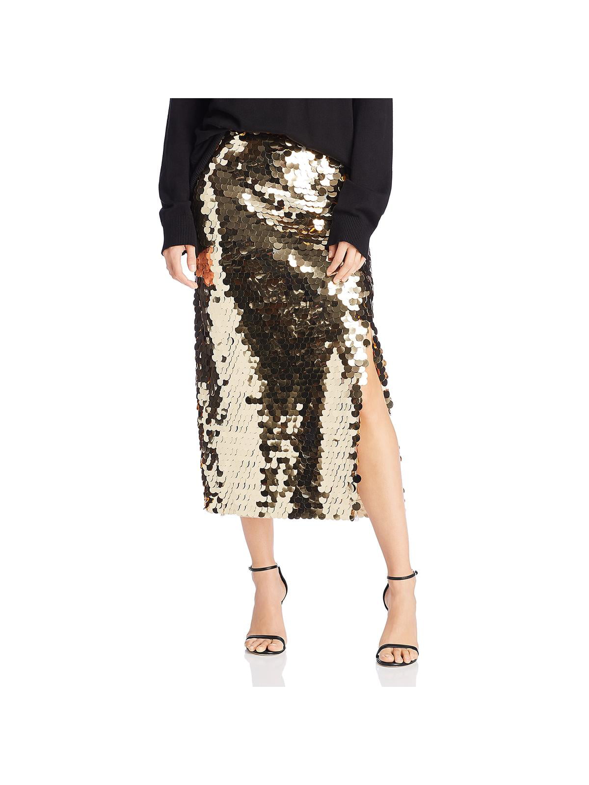 french connection gold sequin skirt