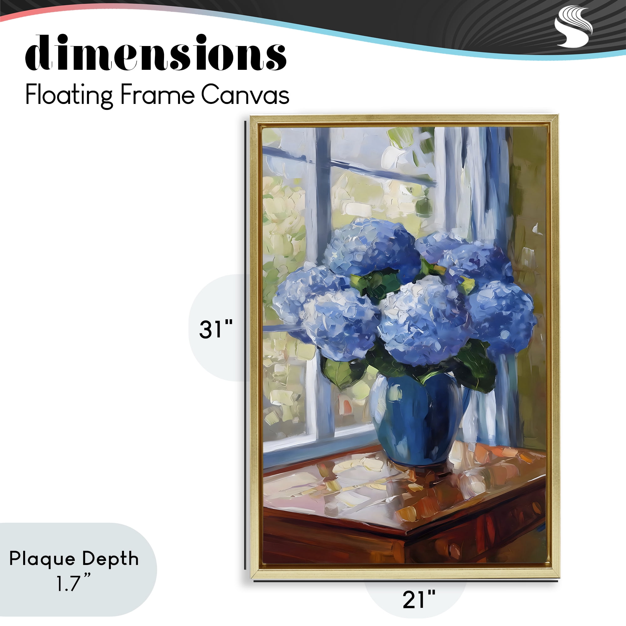 Stupell Industries Winter Hydrangeas by Window Gold Framed Floater Canvas Wall Art, design by Creative Studio