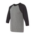 thumbnail image 1 of Manches Trois-Quarts Unisexes Baseball Raglan - Charbon-Noir/gris 2TG, 1 of 1