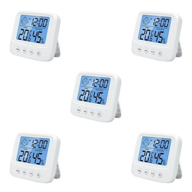 Yuarrent Higrómetro Termómetro LCD Medidor de humedad Pantalla interior Ajustable Operación simple Higrómetros digitales Blanco con Type2 NO2
