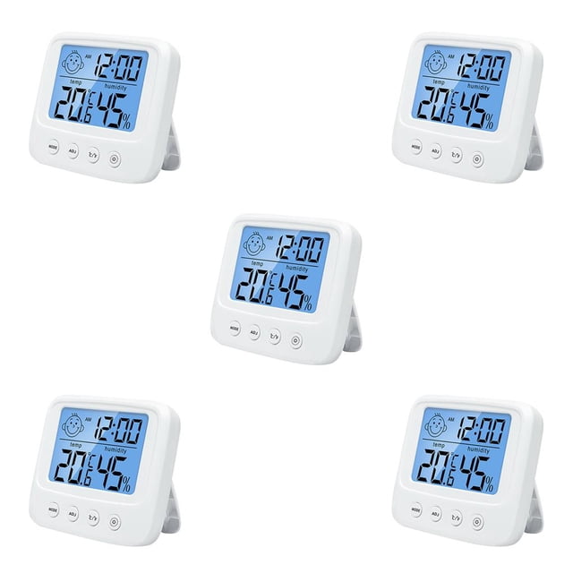 Yuarrent Higrómetro Termómetro LCD Medidor de humedad Pantalla interior Ajustable Operación simple Higrómetros digitales Blanco con Type2 NO2