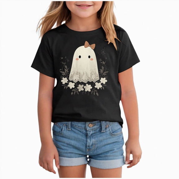 mgoYE Halloween Shirts for Girls Cute Printed Tshirt Kids Outfits Short Sleeve Tees Tops
