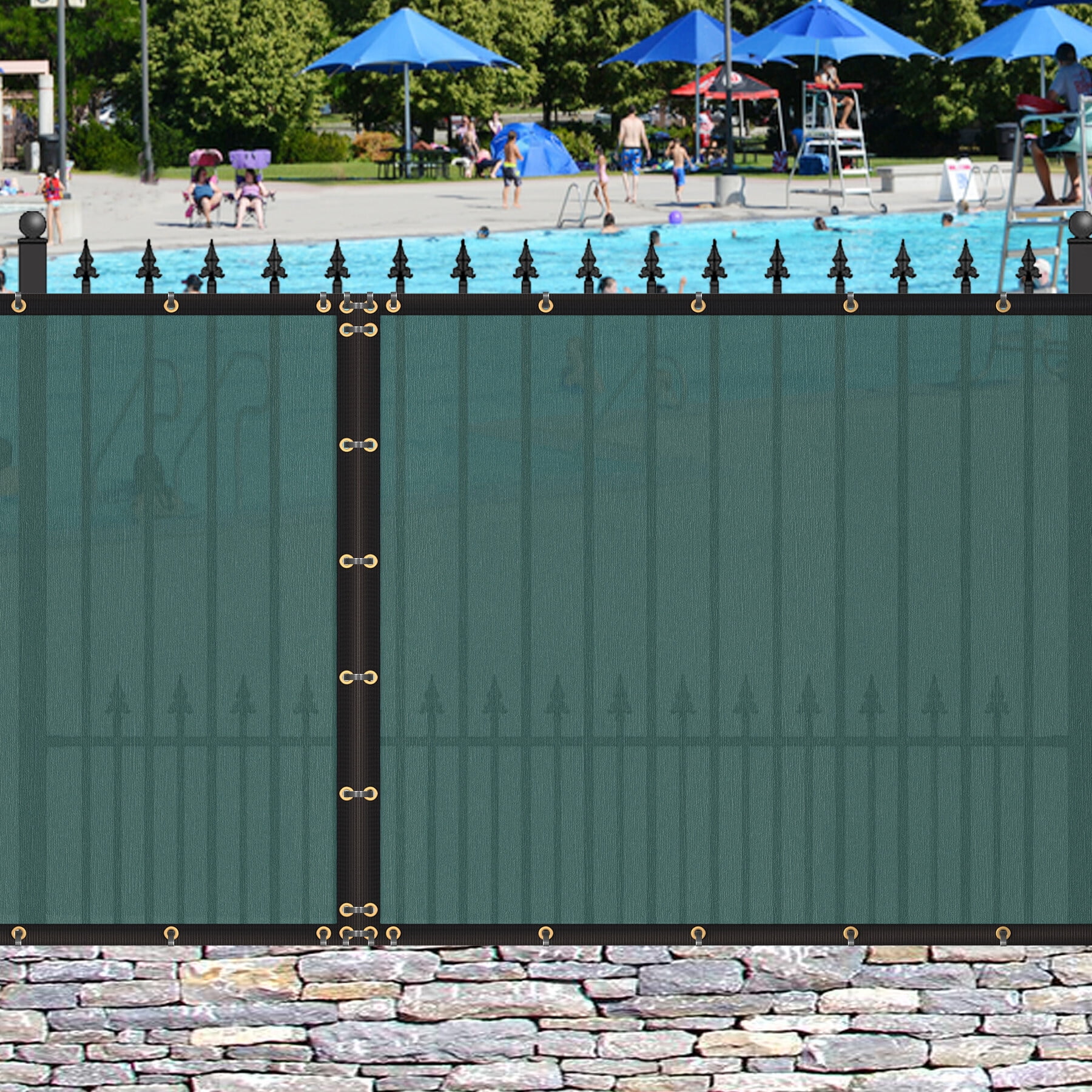 HomGarden 6x50FT Heavy Duty Privacy Screen Fence, Chain Link Green Garden Windscreen Mesh Fabric