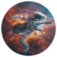 thumbnail image 3 of Astronauts Play Guitar in Space Soft Bedroom Round Area Rug, Washable Cute Nursery Circle Throw Mat, Non-Slip Contemporary Small Low Pile Floor Carpet for Dorm Bedside, 3 of 7